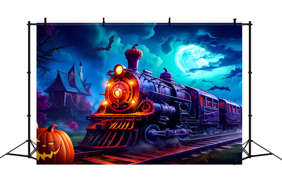 Halloween Gespenster Kürbis Express Zug Hintergrund BRP8-201