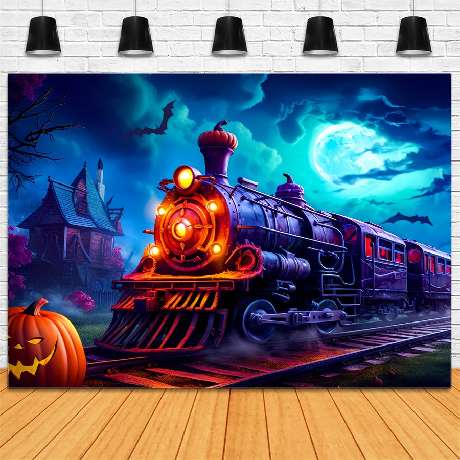 Halloween Gespenster Kürbis Express Zug Hintergrund BRP8-201