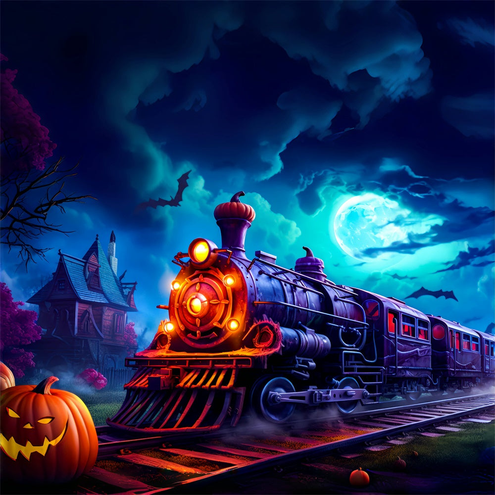 Halloween Gespenster Kürbis Express Zug Hintergrund BRP8-201