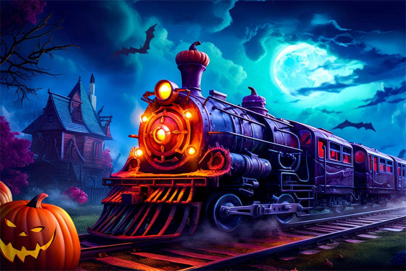 Halloween Gespenster Kürbis Express Zug Hintergrund BRP8-201