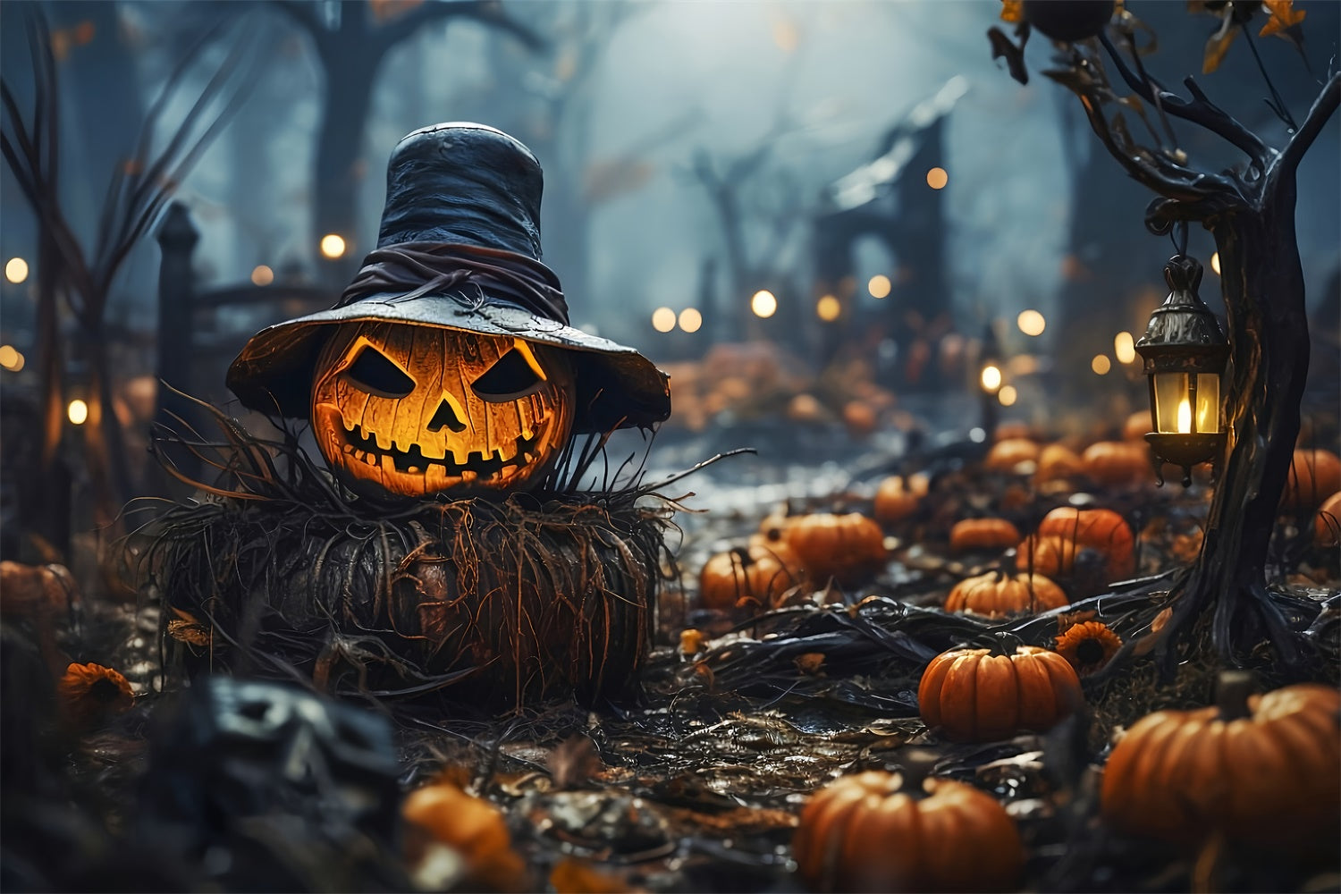 Halloween Kürbiskönig im gespenstischen Wald Hintergrund BRP8-203