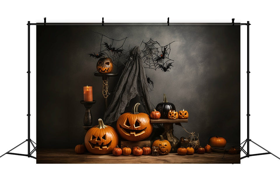 Halloween Dunkle Kürbisse und Spinnennetze Hintergrund BRP8-212