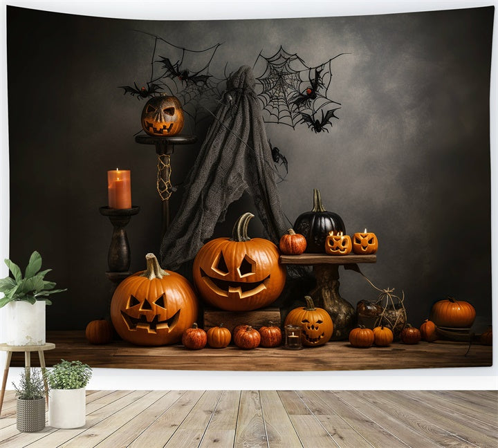 Halloween Dunkle Kürbisse und Spinnennetze Hintergrund BRP8-212