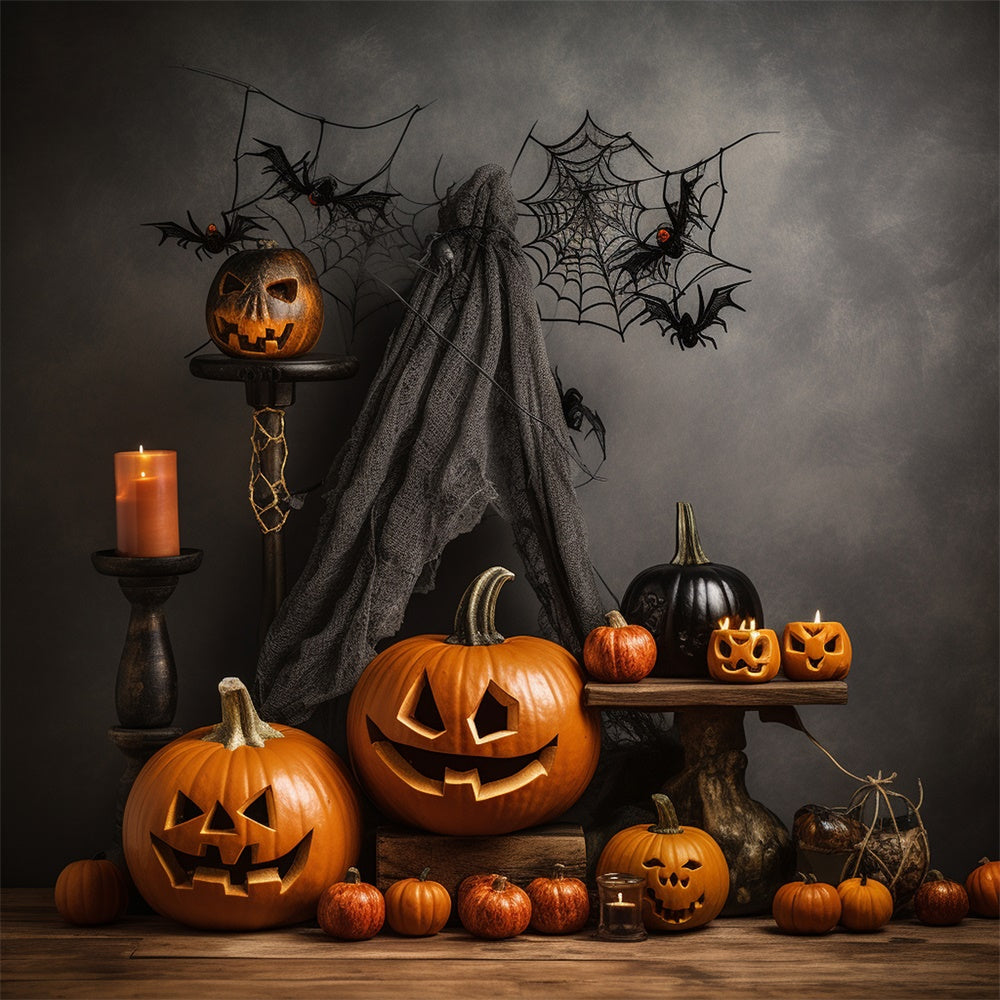 Halloween Dunkle Kürbisse und Spinnennetze Hintergrund BRP8-212
