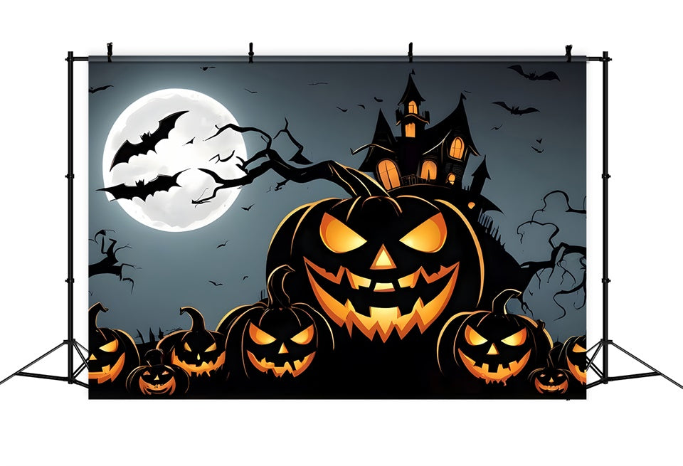 Halloween Grinsende Kürbisse und Spukhaus Hintergrund BRP8-219