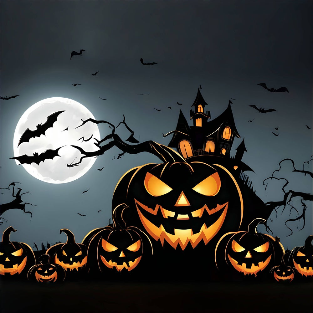 Halloween Grinsende Kürbisse und Spukhaus Hintergrund BRP8-219