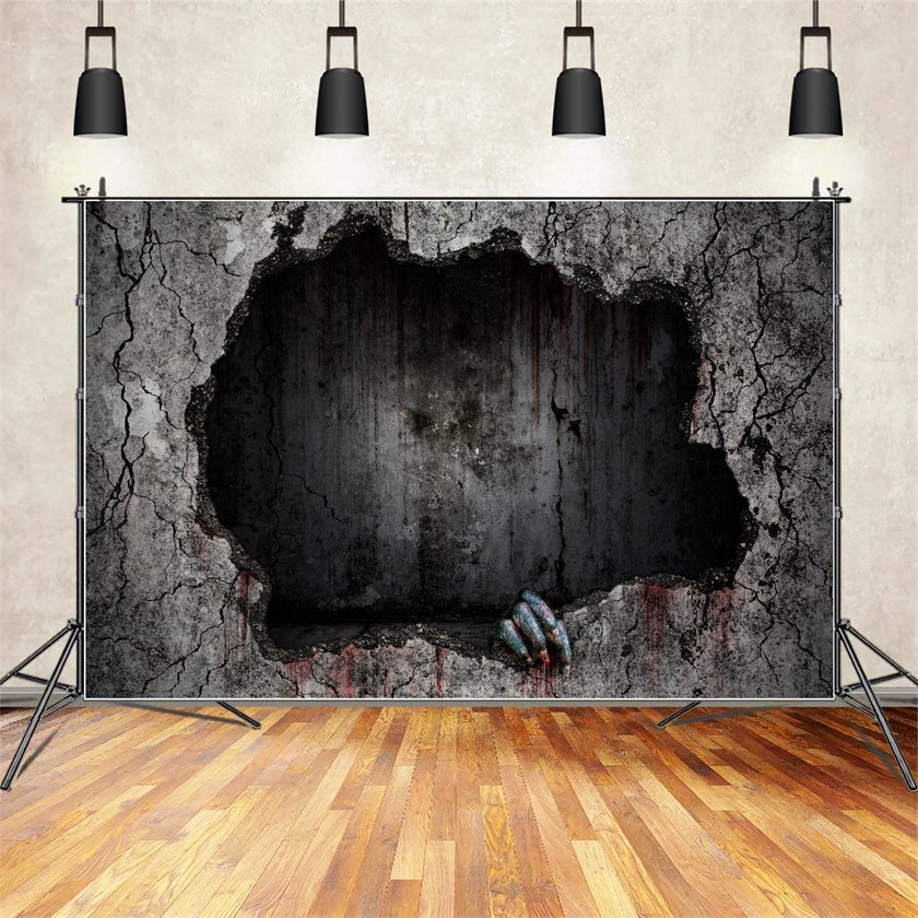 Gruseliges Loch mit gespenstischer Hand Halloween Hintergrund BRP8-226