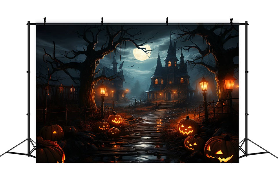 Unheimlicher Weg zum verfluchten Haus Halloween Hintergrund BRP8-241