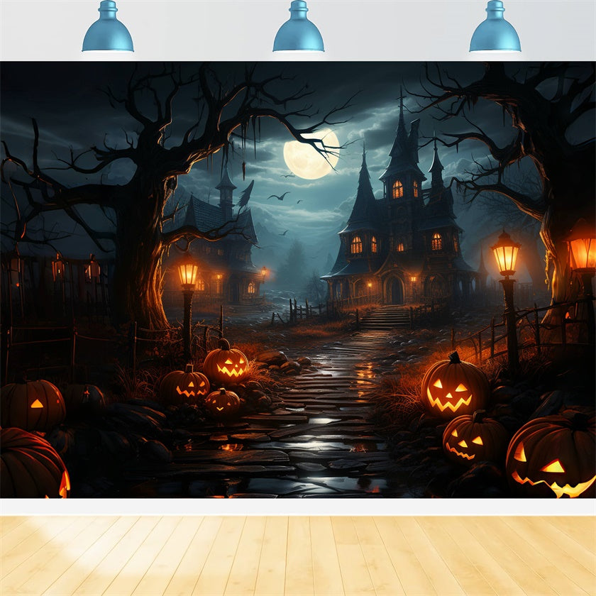 Unheimlicher Weg zum verfluchten Haus Halloween Hintergrund BRP8-241