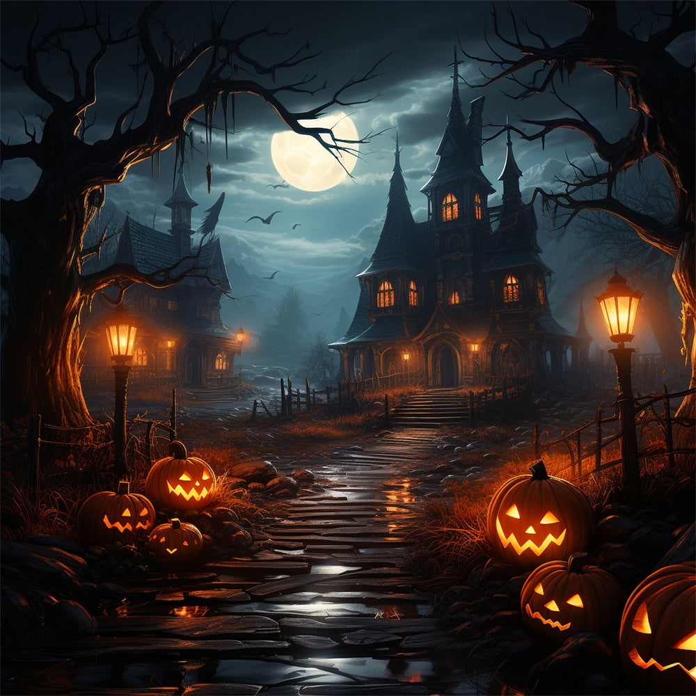 Unheimlicher Weg zum verfluchten Haus Halloween Hintergrund BRP8-241