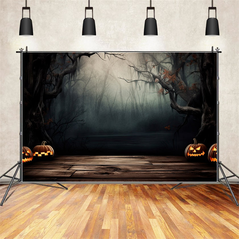 Nebliger Wald und gruseliger Sumpf Halloween Hintergrund BRP8-244