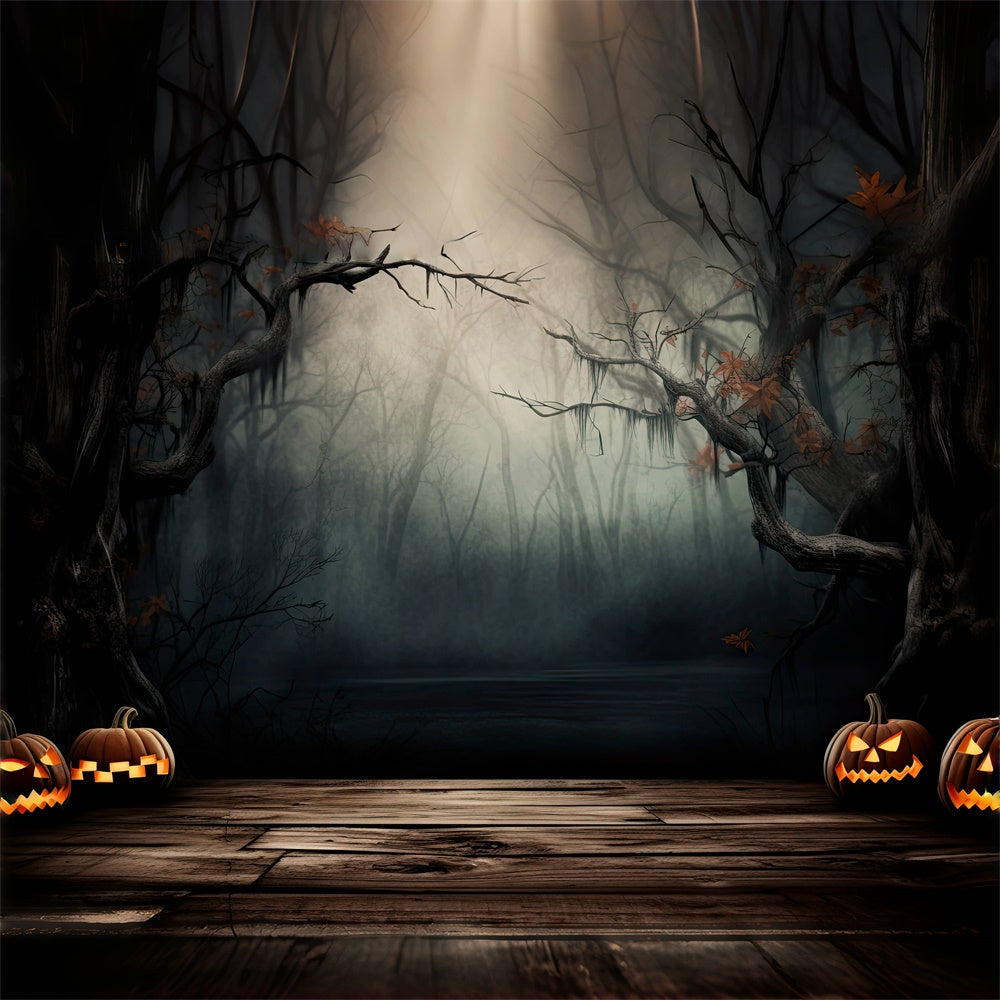 Nebliger Wald und gruseliger Sumpf Halloween Hintergrund BRP8-244