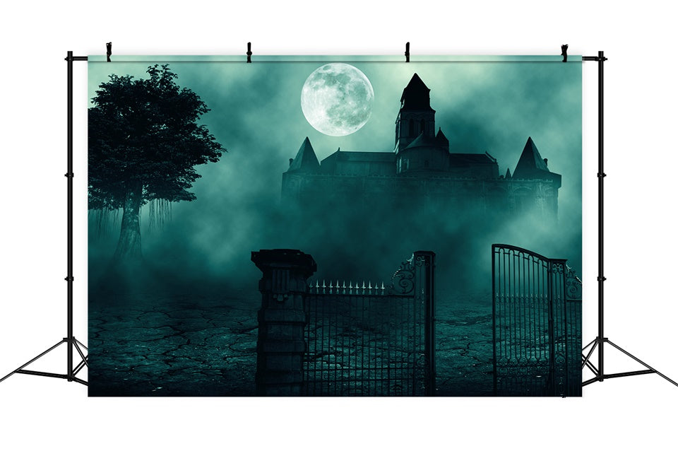 Unheimliches Schloss jenseits des Tores Halloween Hintergrund BRP8-247