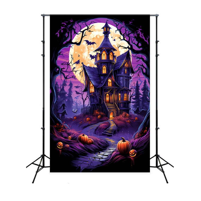 Lila Mondschein Halloween Spuk Hintergrund BRP8-259