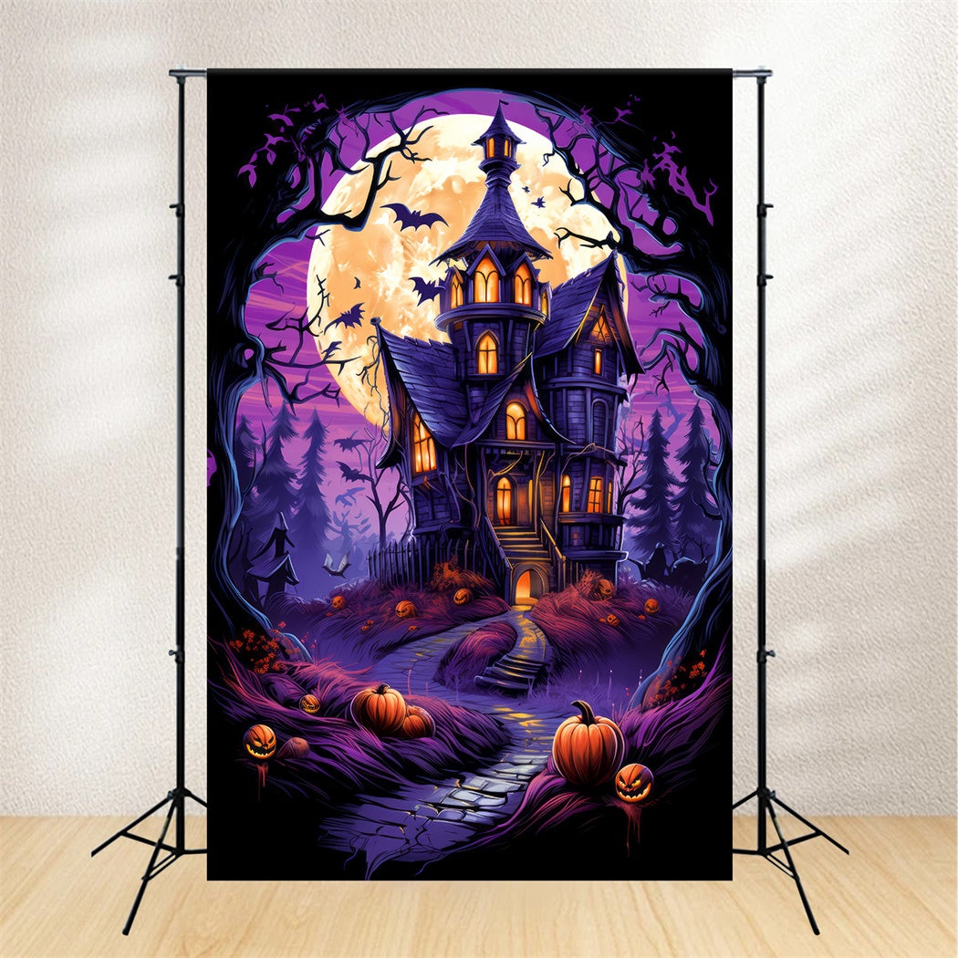 Lila Mondschein Halloween Spuk Hintergrund BRP8-259