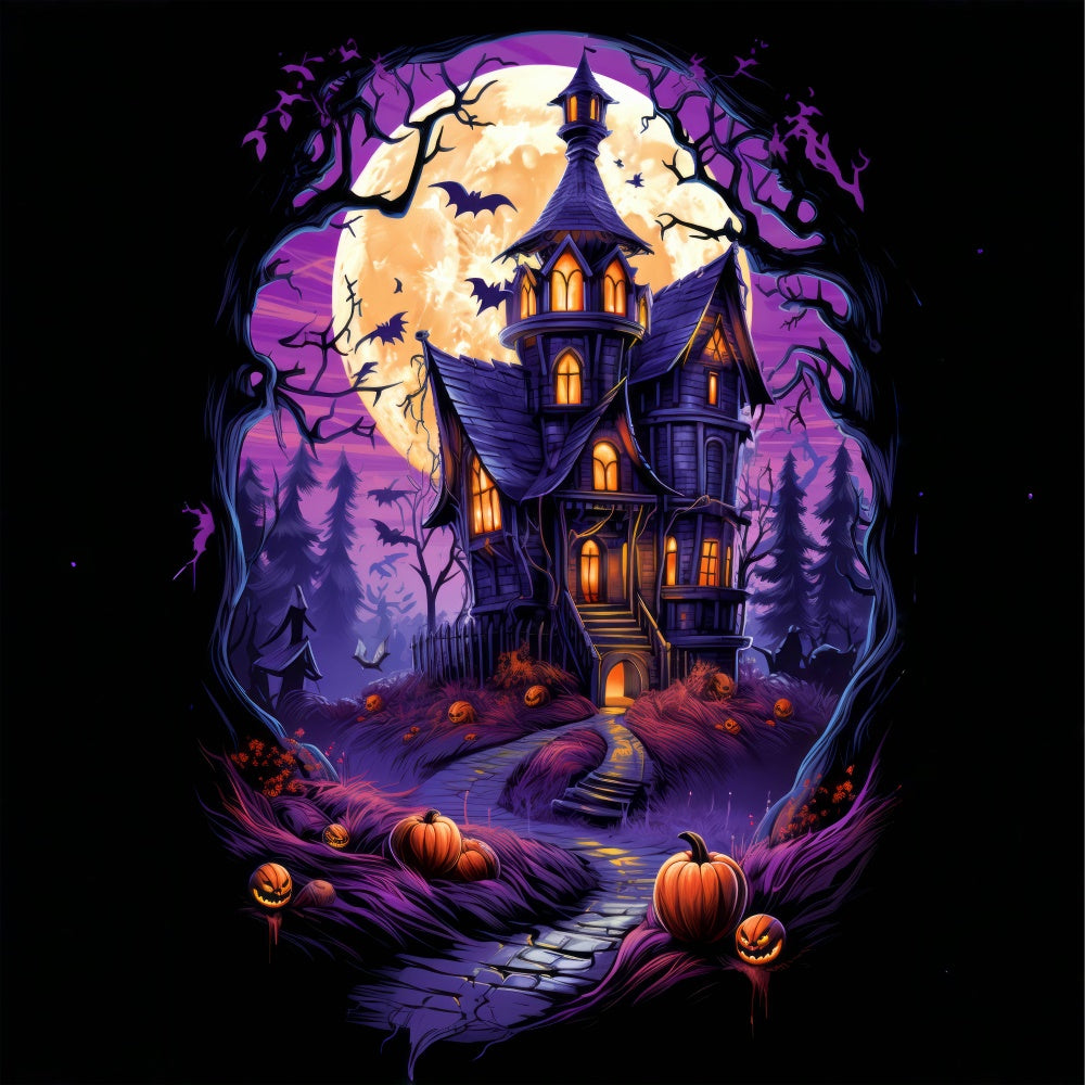 Lila Mondschein Halloween Spuk Hintergrund BRP8-259
