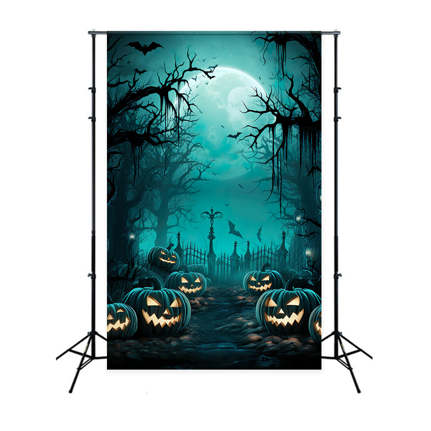 Halloween Nacht Waldweg und Zaun Hintergrund BRP8-265