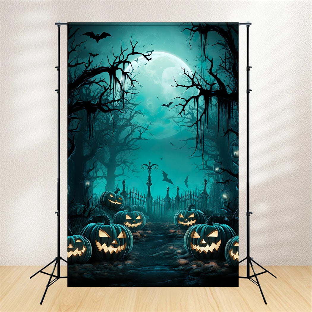 Halloween Nacht Waldweg und Zaun Hintergrund BRP8-265