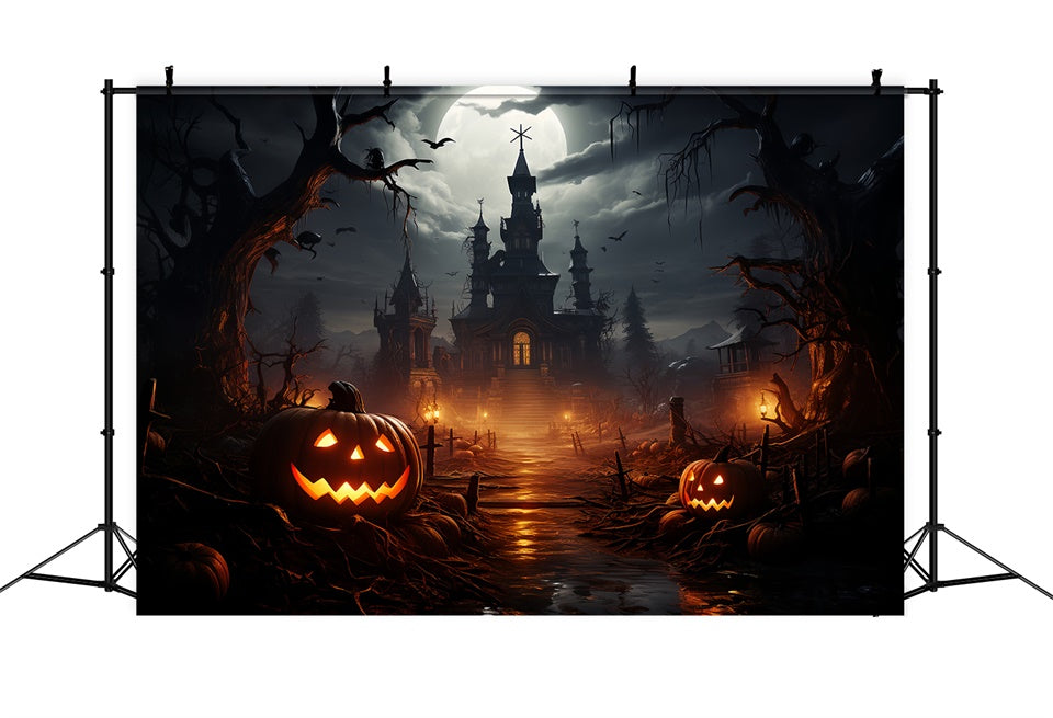 Spaziergang zum Halloween Schloss Gruselige Nacht Hintergrund BRP8-269