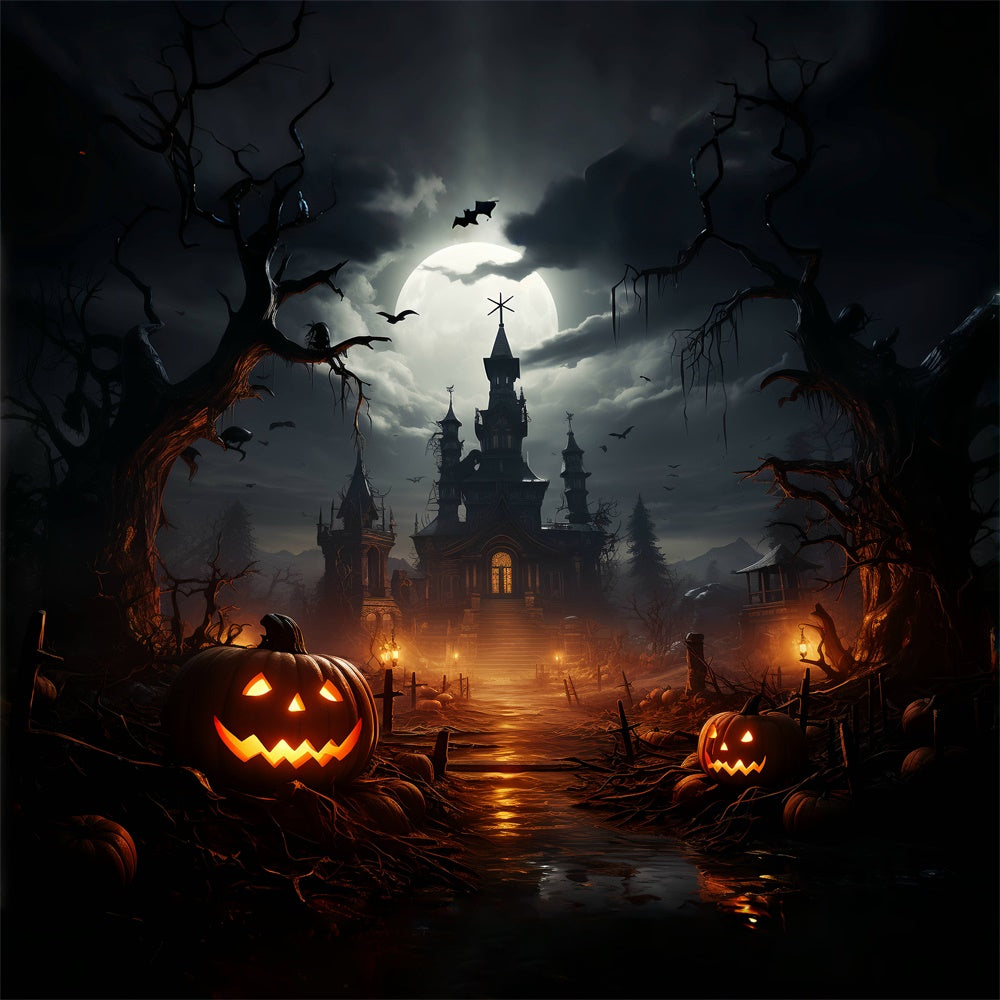 Spaziergang zum Halloween Schloss Gruselige Nacht Hintergrund BRP8-269
