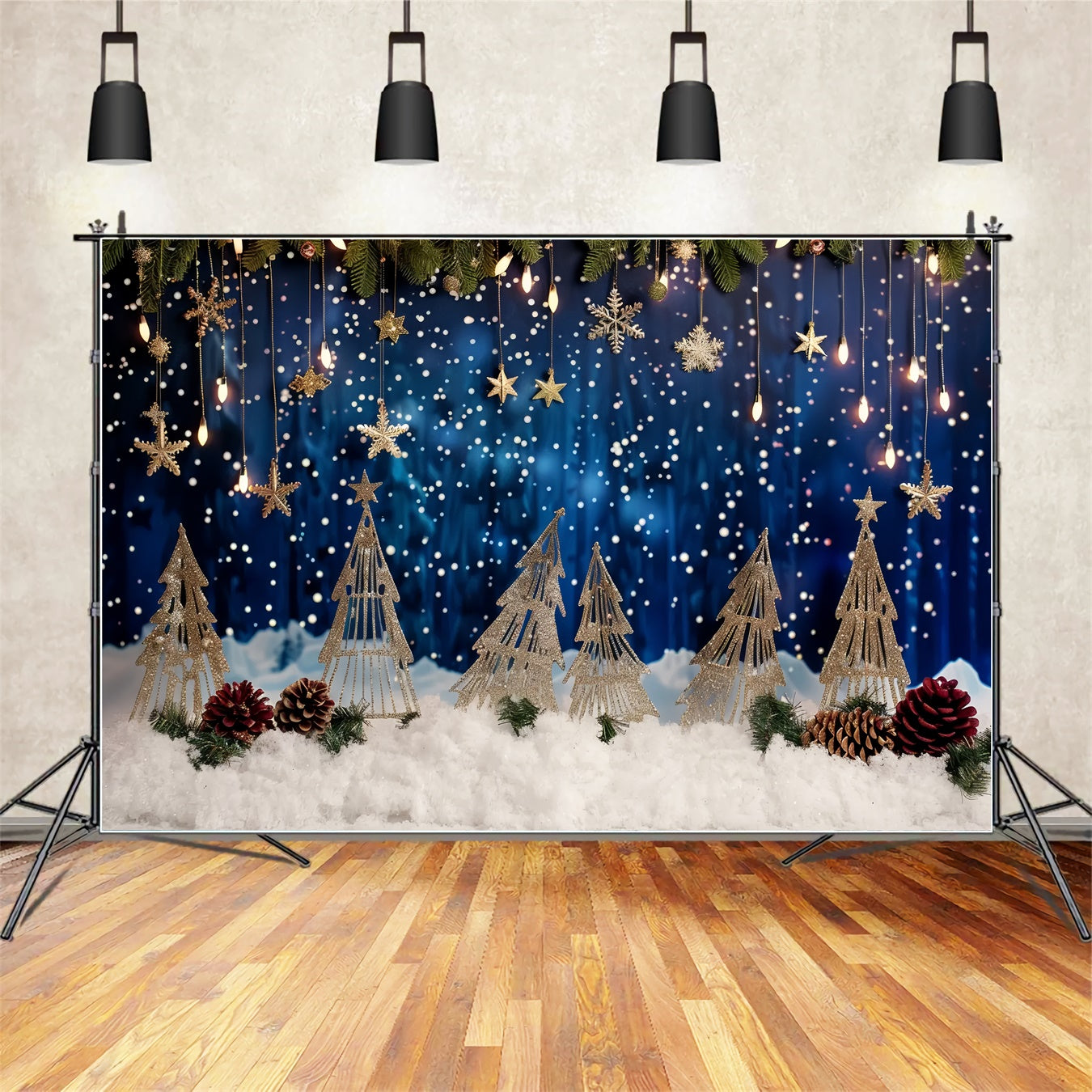 Weihnachten Golden Snowflakes Dream Hintergrund BRP8-27