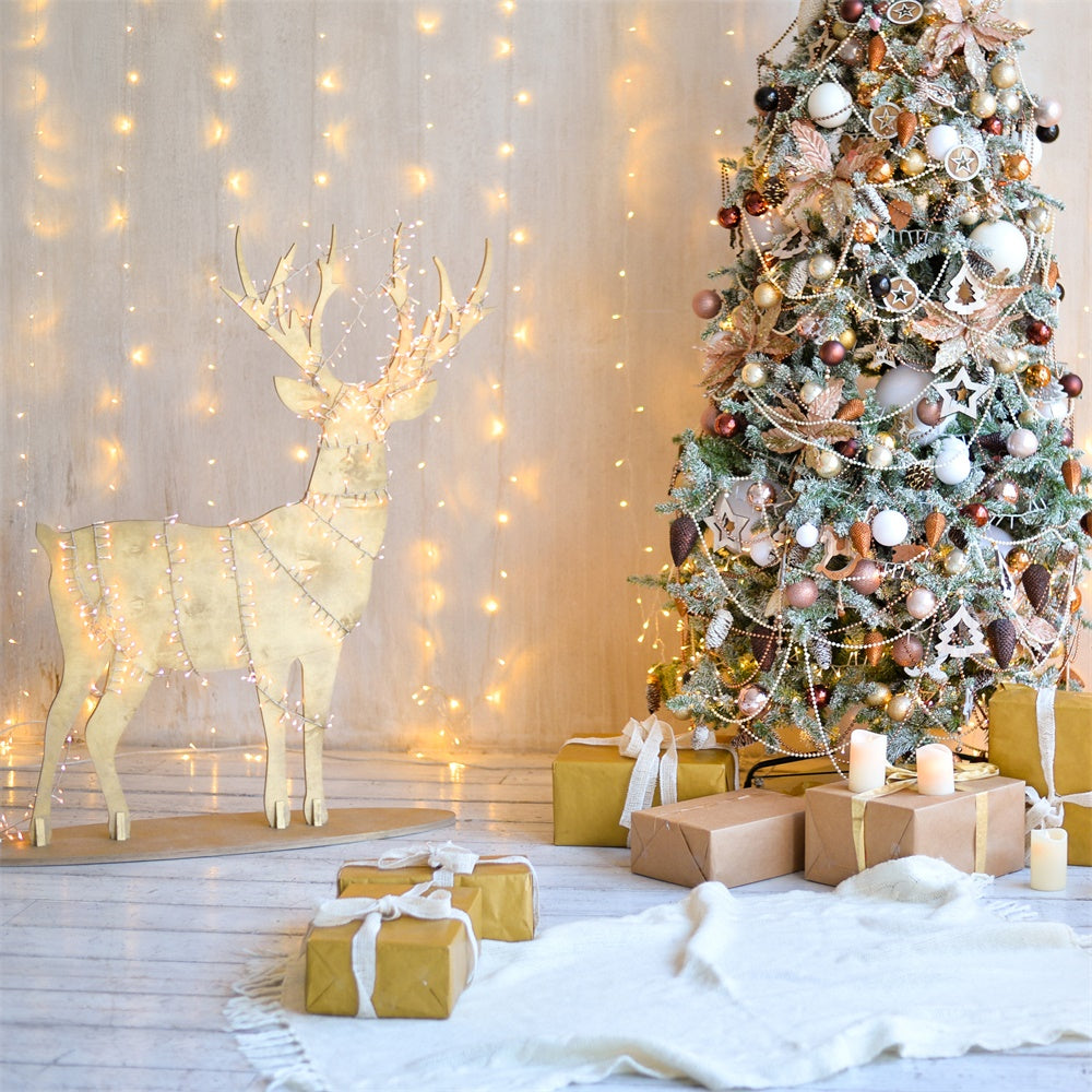 Weihnachtsbaumzimmer mit Rentier Holz Hintergrund BRP8-322