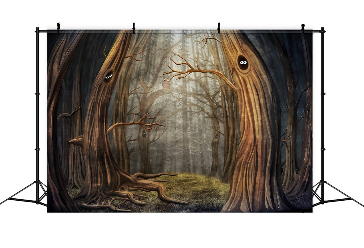 Gespenstische Bäume und geheimnisvolle Augen Halloween-Hintergrund BRP8-327