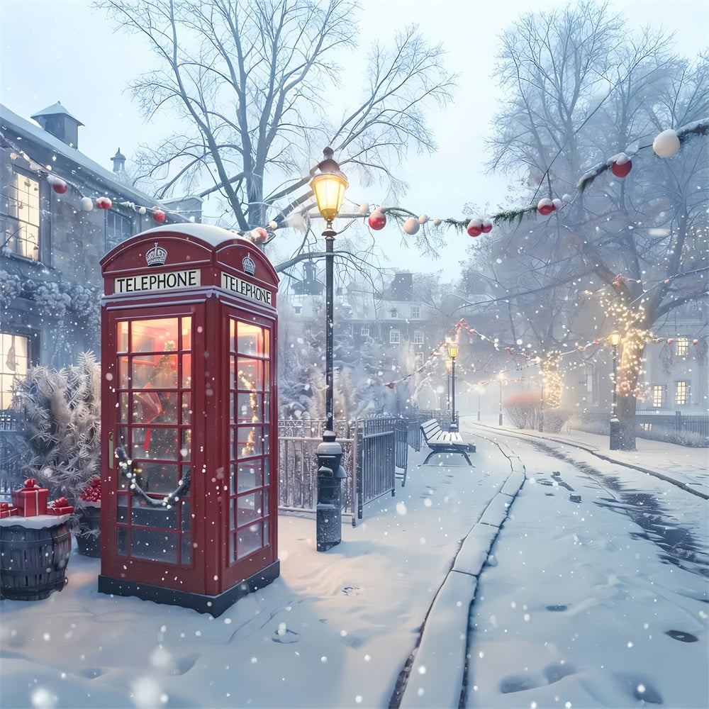 Weihnachten Rote Telefonzelle im Schnee BRP8-51