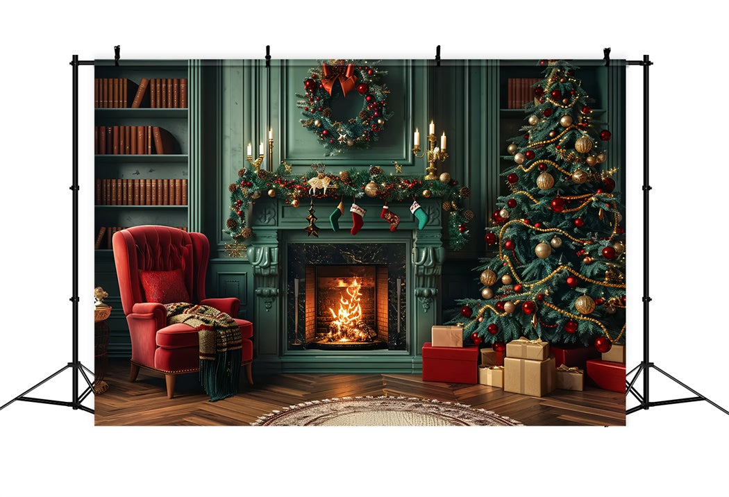 Weihnachten Eleganter Kamin Charme Hintergrund BRP8-8