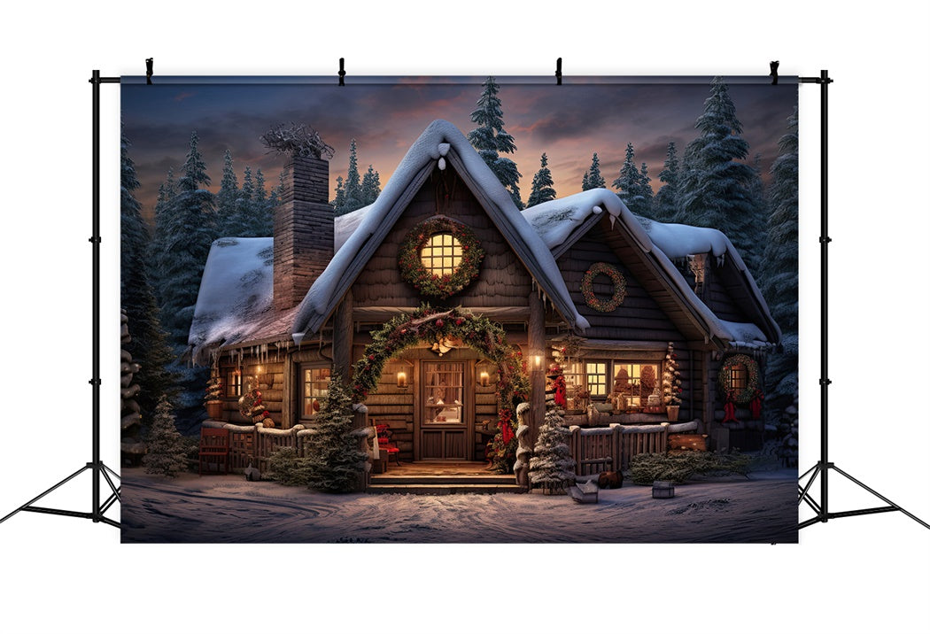 Weihnachten Warm Woodland Cottage Backdrop BRP8-80