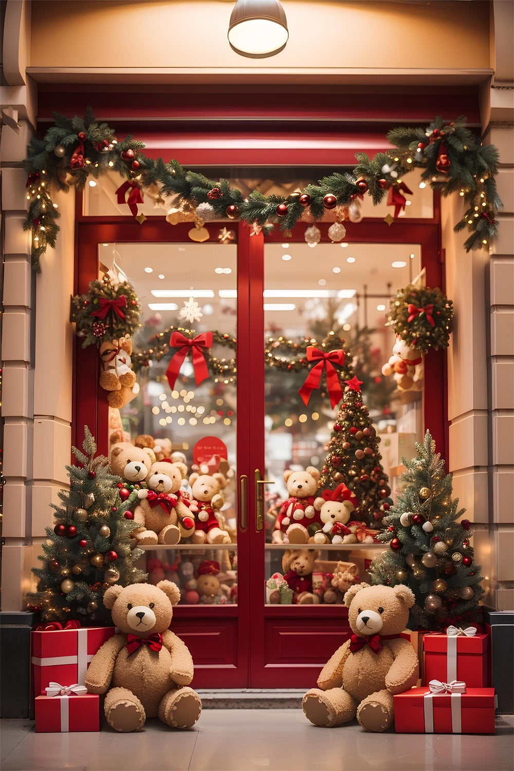 Weihnachten Teddybär Shop Fenster Hintergrund BRP8-81