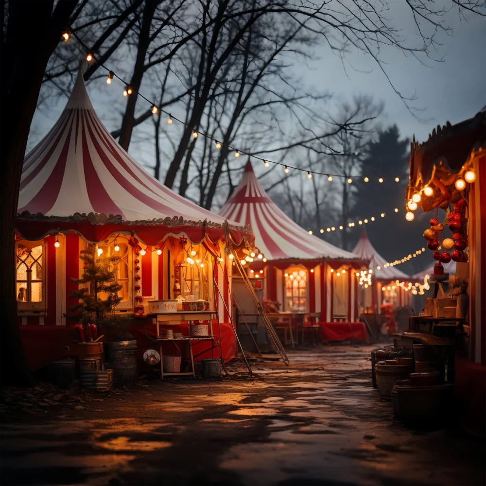 Weihnachtliche Karnevalszelte mit Lichterketten Backdrop BRP9-104