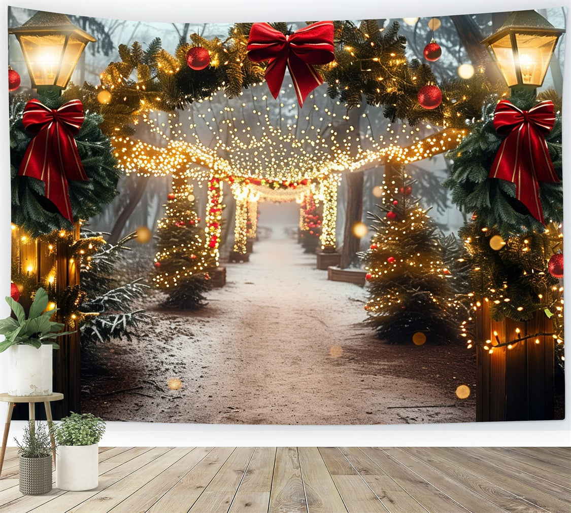 Rote Schleife und Kranz Glowing Christmas Walkway Backdrop BRP9-105