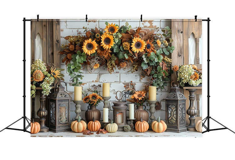 Warme Herbstkerzen Sonnenblumen-Akzente Hintergrund BRP9-159