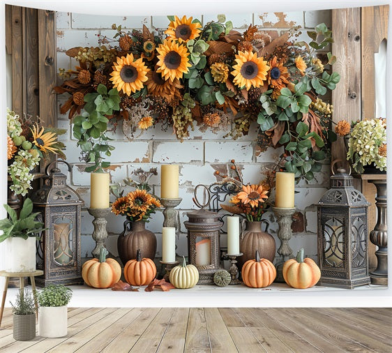 Warme Herbstkerzen Sonnenblumen-Akzente Hintergrund BRP9-159