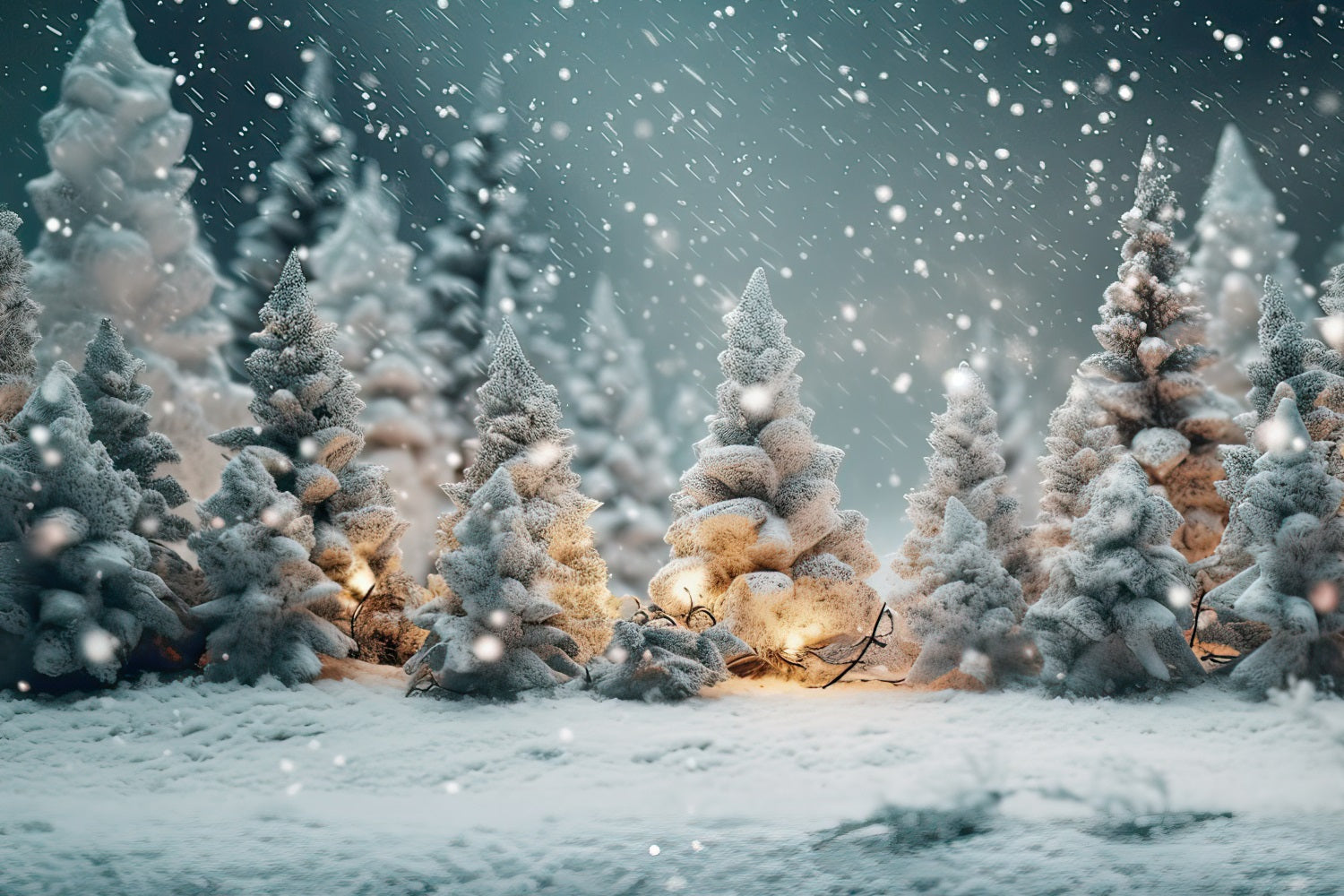 Winter Nacht Wald Schneeflocken Fotografie Hintergrund BRP9-268