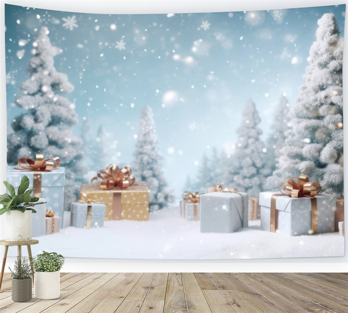 Winter Snowy Trees Holiday Gift Dekorationen Hintergrund BRP9-269