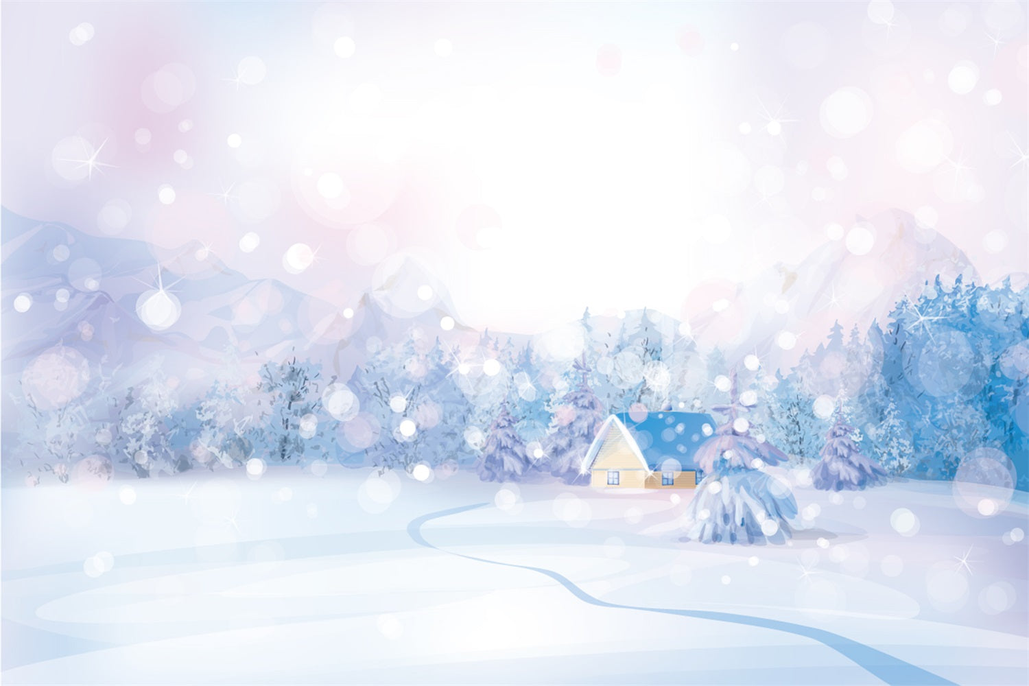 Winter Pastell Bokeh Schnee Landschaft Backdrop BRP9-279