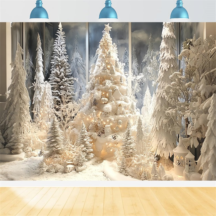 Winter Frosted Trees Snowy Enchanted Forest Backdrop BRP9-297