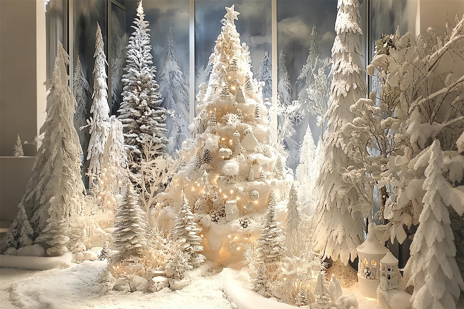 Winter Frosted Trees Snowy Enchanted Forest Backdrop BRP9-297