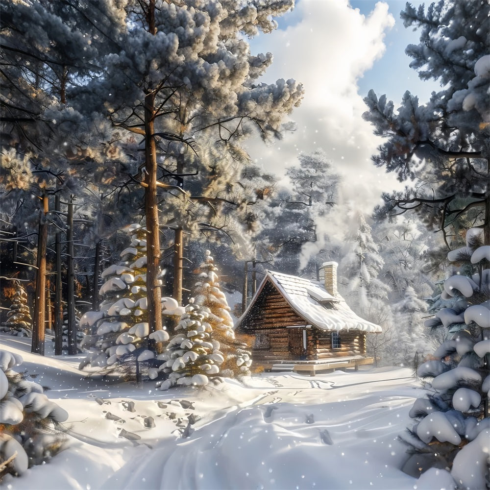 Winter Wonderland Cabin Surrounded Snow Hintergrund BRP9-309