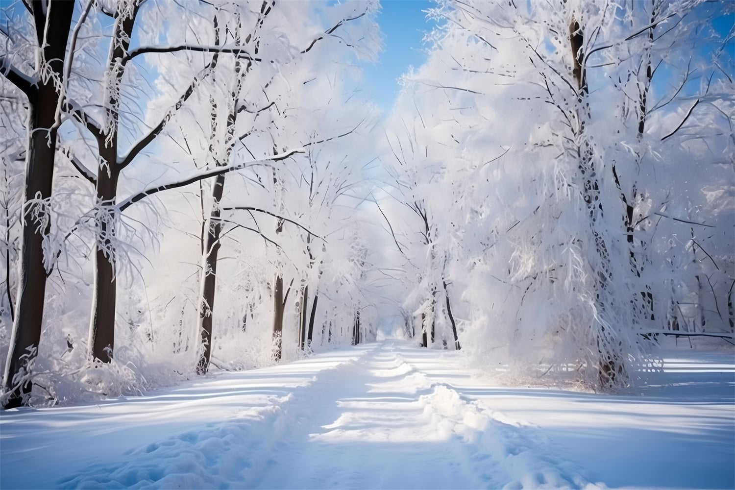 Frostiger Wintertag Waldweg Fotohintergrund BRP9-322