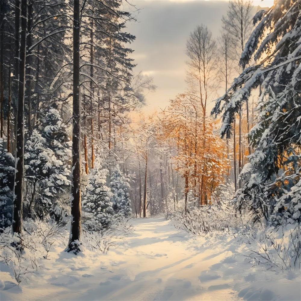 Ruhiger Winterspaziergang Verschneiter Wald Hintergrund BRP9-323