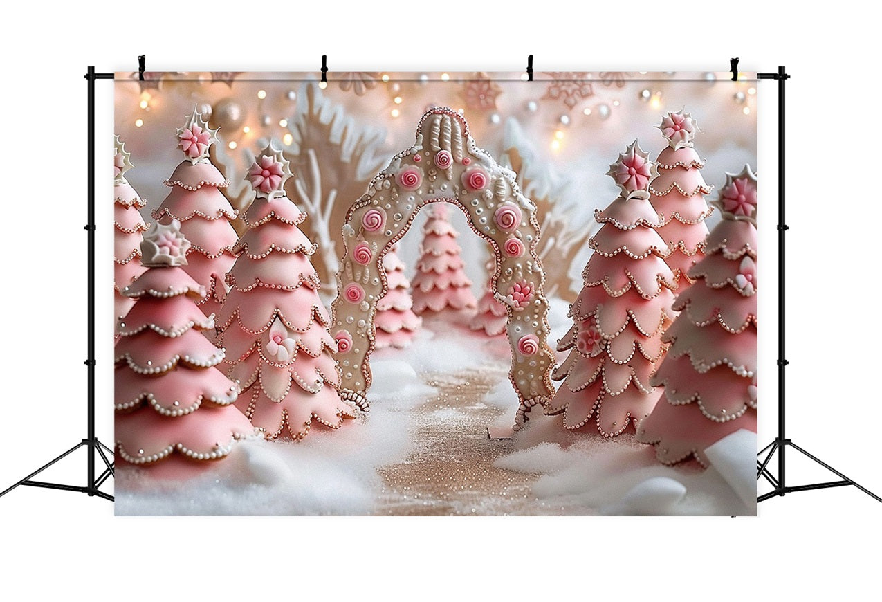 Rosa Fantasie-Zuckerstangen-Winterwunderland-Hintergrund BRP9-330