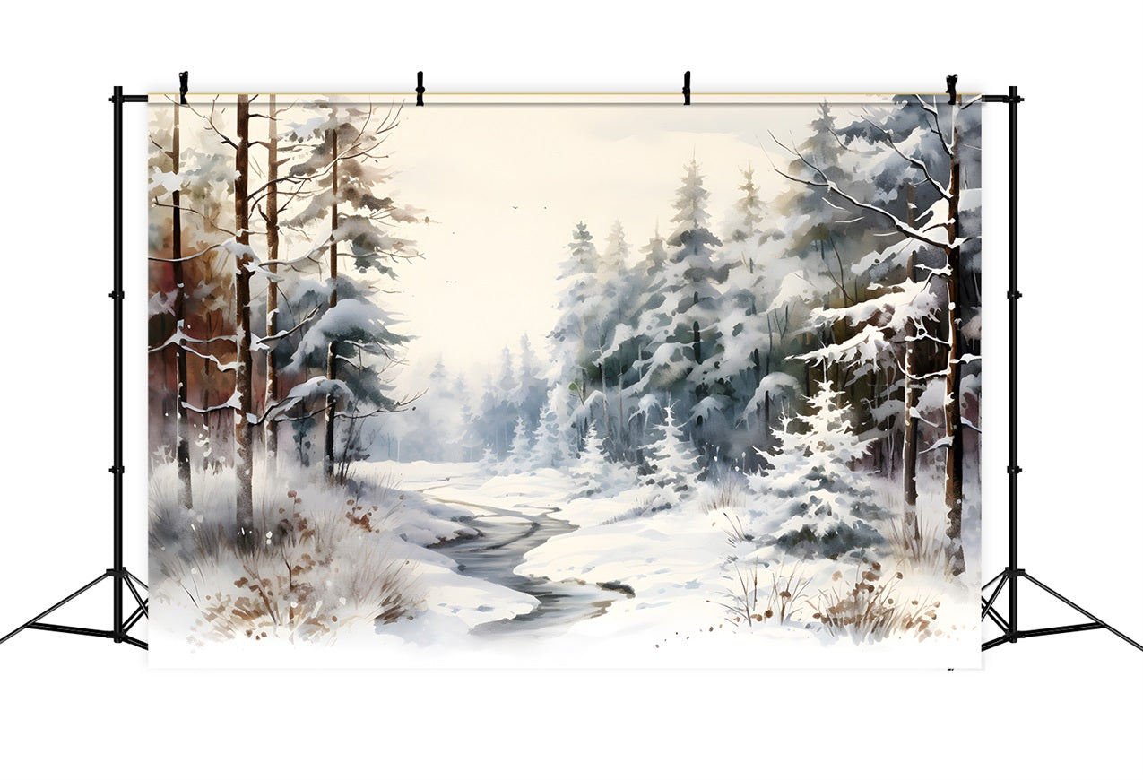 Winter Frostige Winterlandschaft Gefrorener Bach Backdrop BRP9-350