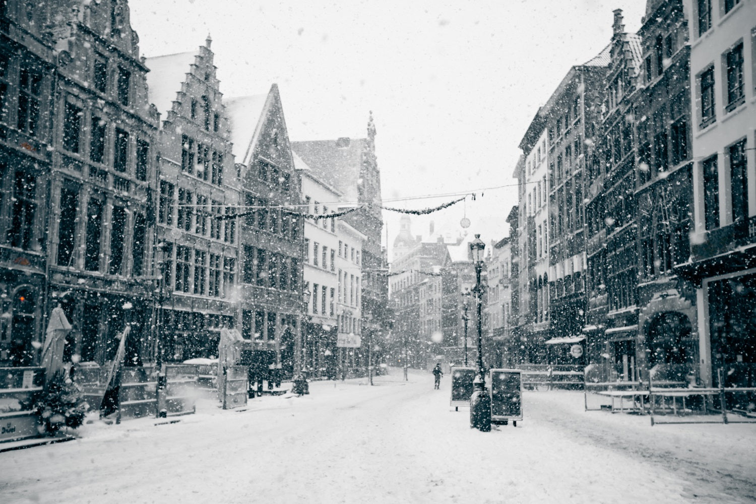 Vintage Winter verschneite Straßenszene Hintergrund BRP9-379