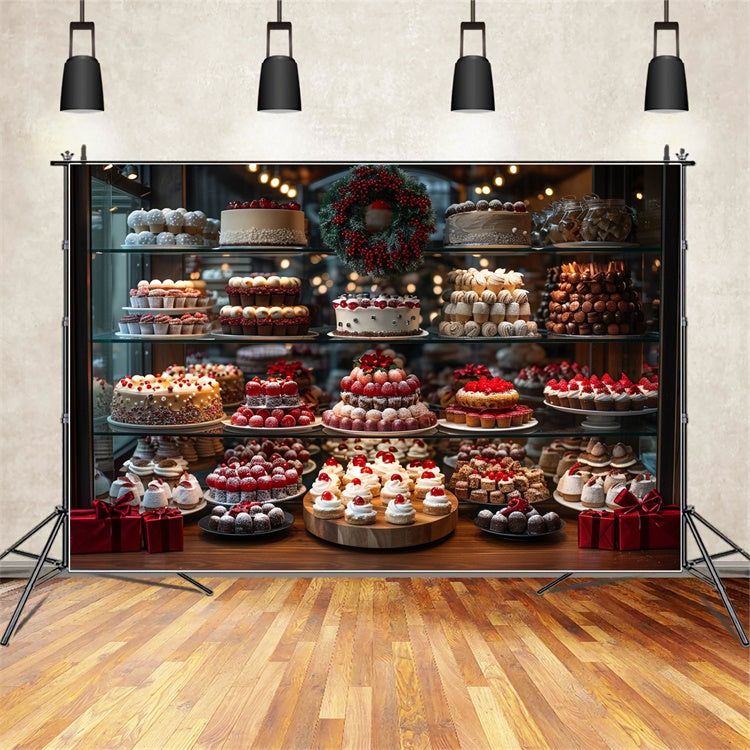 Weihnachtsbäckerei Köstlichkeiten mit Holiday Wreath Hintergrund BRP9-82