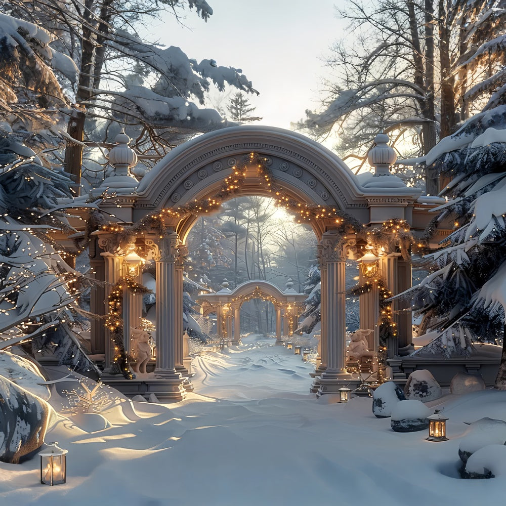 Frostige Weihnachtsbögen und Schneelaternen Backdrop BRP9-97