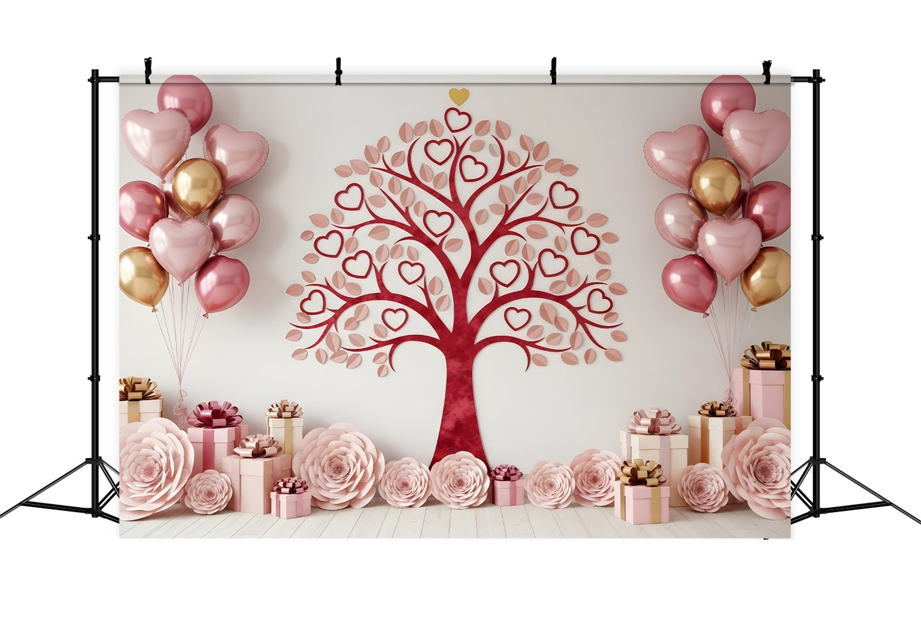 Valentinstag-Hintergrund Herzbaum-Geschenkauslage Valentinstag-Hintergrund Von Magali
