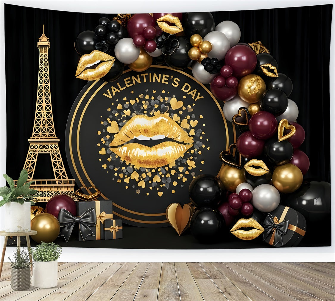 Valentinstag-Hintergrund Paris Glam Gold Kiss Setup Ideen für Valentinstag-Hintergründe von Magali